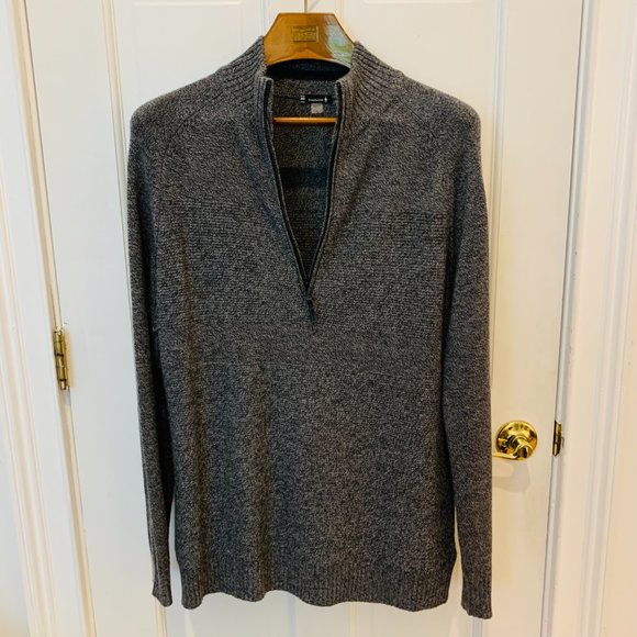 Smartwool Mens Large Merino Wool Quarter Zip Sweater Dark Gray Pullover - Picture 3 of 7